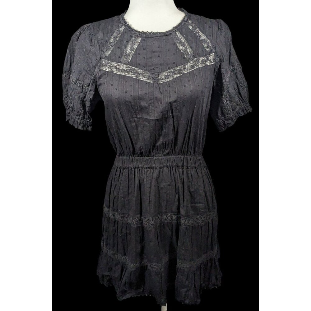 Zara Gothic Swiss Dot Dress With Floral Embroidery Size Small
